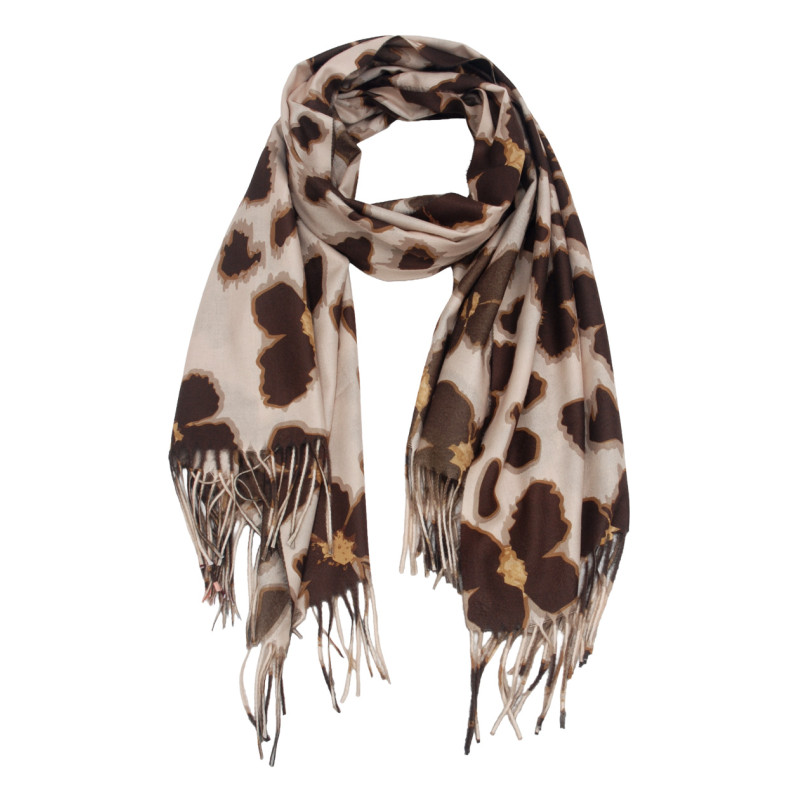 FOULARD IMPRIME FLEURS AVEC FRANGES