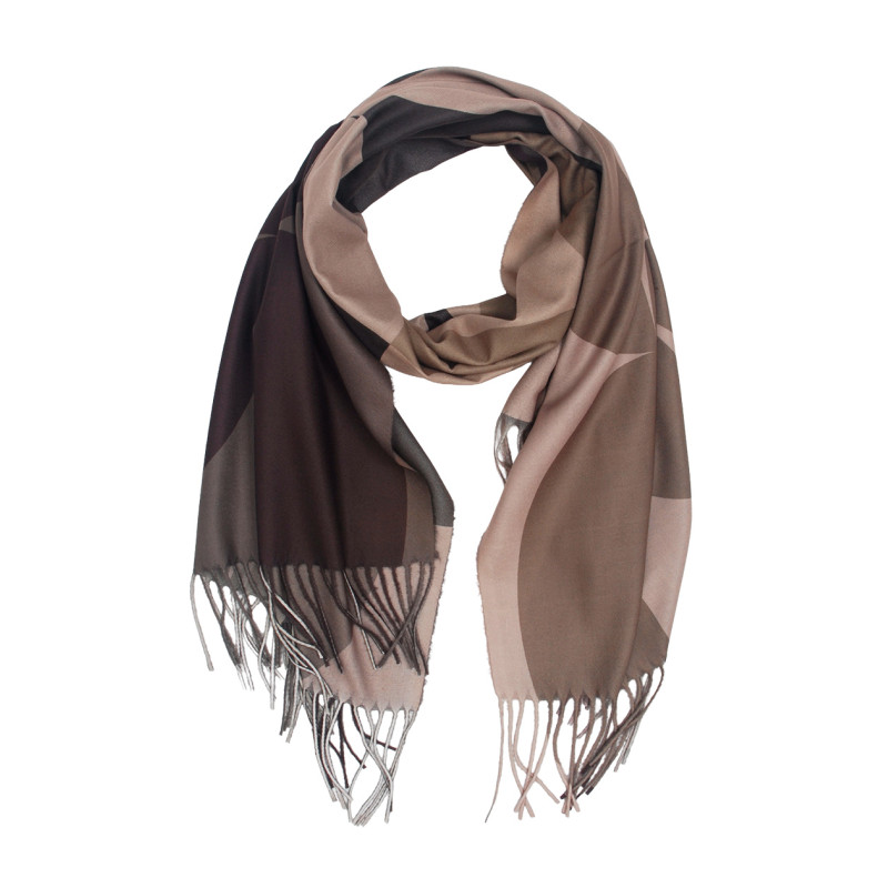 FOULARD À MOTIF GÉOMÉTRIQUE ET FRANGES