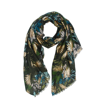 FOULARD Ú MOTIF DE FEUILLES