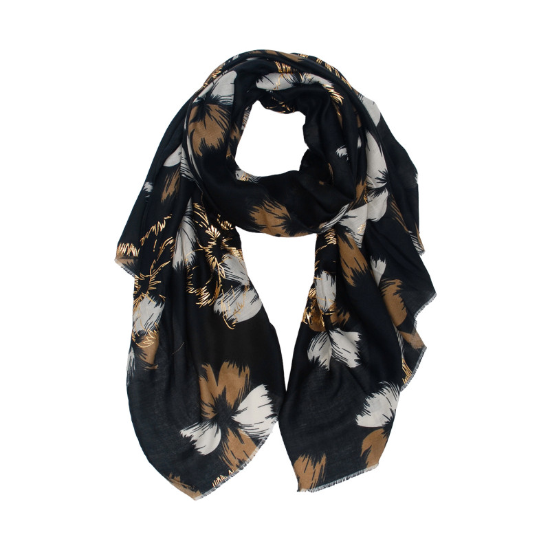 FOULARD Ú MOTIF FLEURS ET IMPRIM MTALLIS