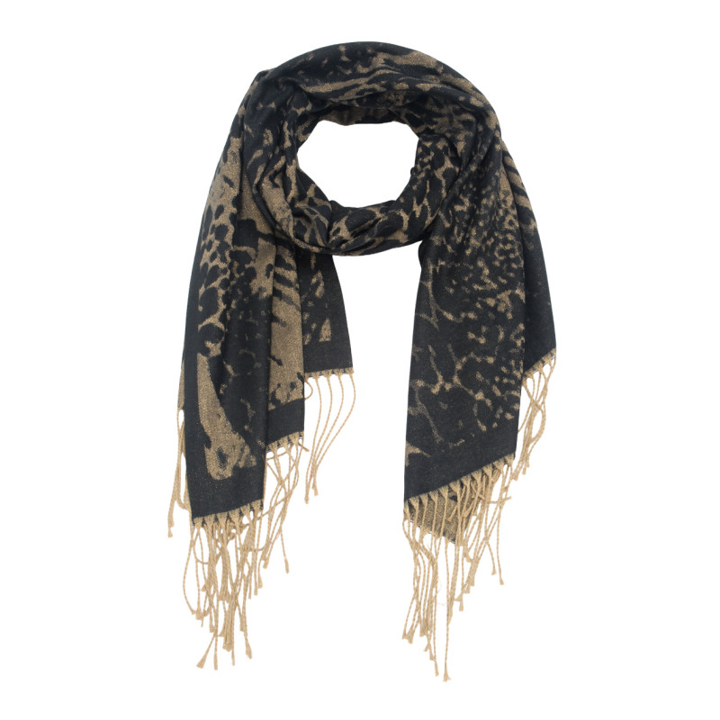 GEWOVEN SJAAL DIERENPRINT MET FRANJES