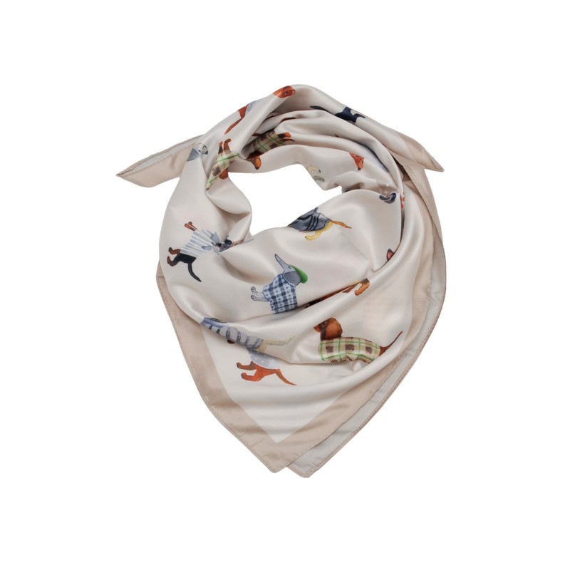 FOULARD CARR EN POLYSILK Ú IMPRIME CHIENS