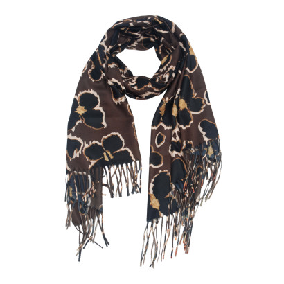 FOULARD IMPRIME FLEURS AVEC FRANGES