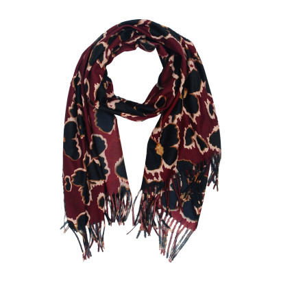 FOULARD IMPRIME FLEURS AVEC FRANGES