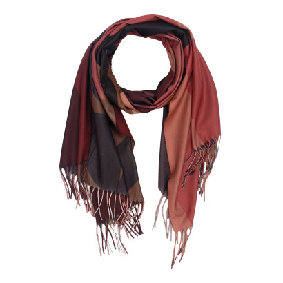 FOULARD À MOTIF GÉOMÉTRIQUE ET FRANGES