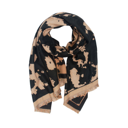 FOULARD TISSE IMPRIME ANIMAL AVEC FRANGES