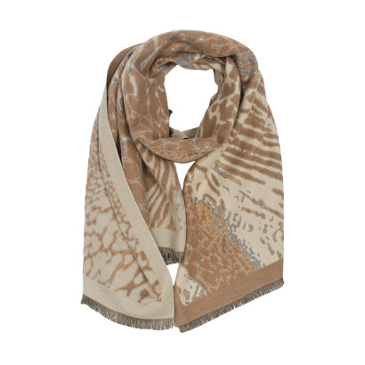 FOULARD TISSE IMPRIME ANIMAL AVEC FRANGES