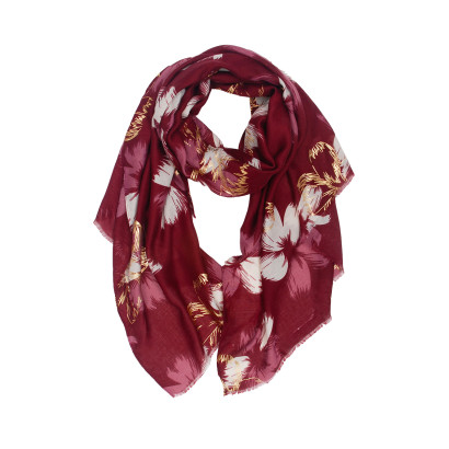 FOULARD À MOTIF FLEURS ET IMPRIMÉ MÉTALLISÉ