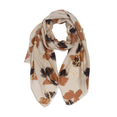 FOULARD À MOTIF FLEURS ET IMPRIMÉ MÉTALLISÉ