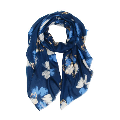 FOULARD À MOTIF FLEURS ET IMPRIMÉ MÉTALLISÉ