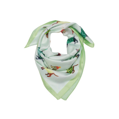 FOULARD CARRÉ EN POLYSILK À IMPRIME CHIENS