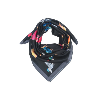 FOULARD CARRÉ EN POLYSILK À IMPRIME CHIENS