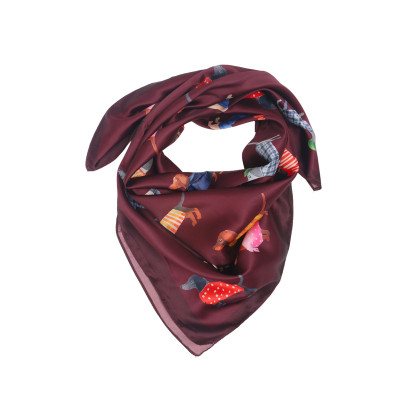 FOULARD CARRÉ EN POLYSILK À IMPRIME CHIENS