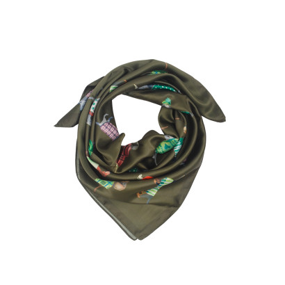 FOULARD CARRÉ EN POLYSILK À IMPRIME CHIENS