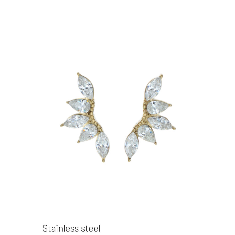BOUCLES D'OREILLES ACIER EN FORME FEUILLES