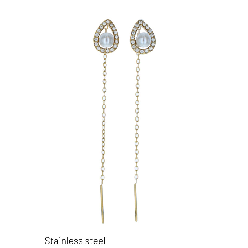 EARRINGS STEEL WITH CHAIN