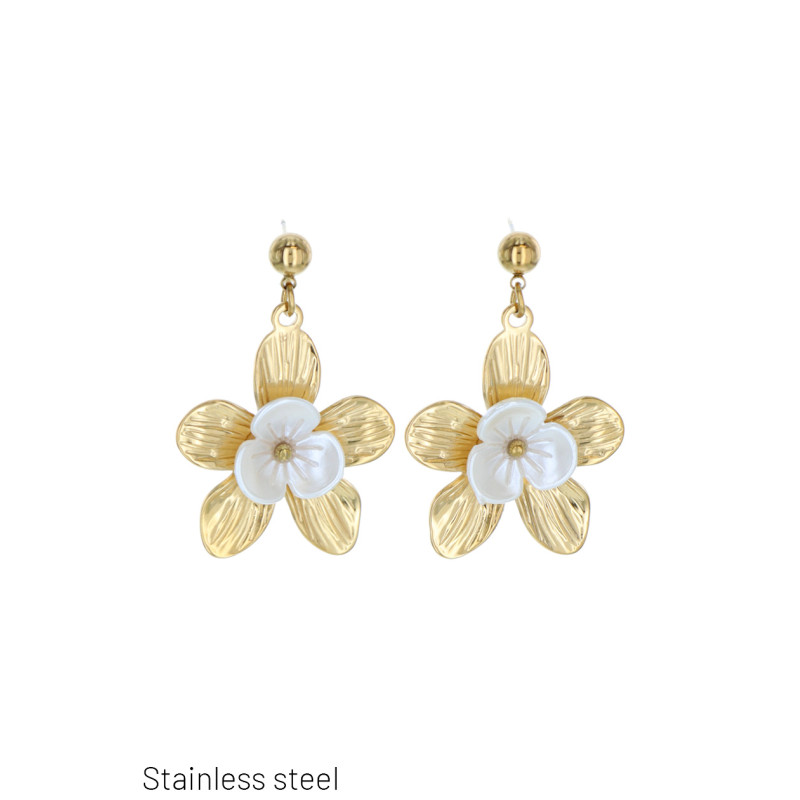 BOUCLES D'OREILLES ACIER FORME FLEURS