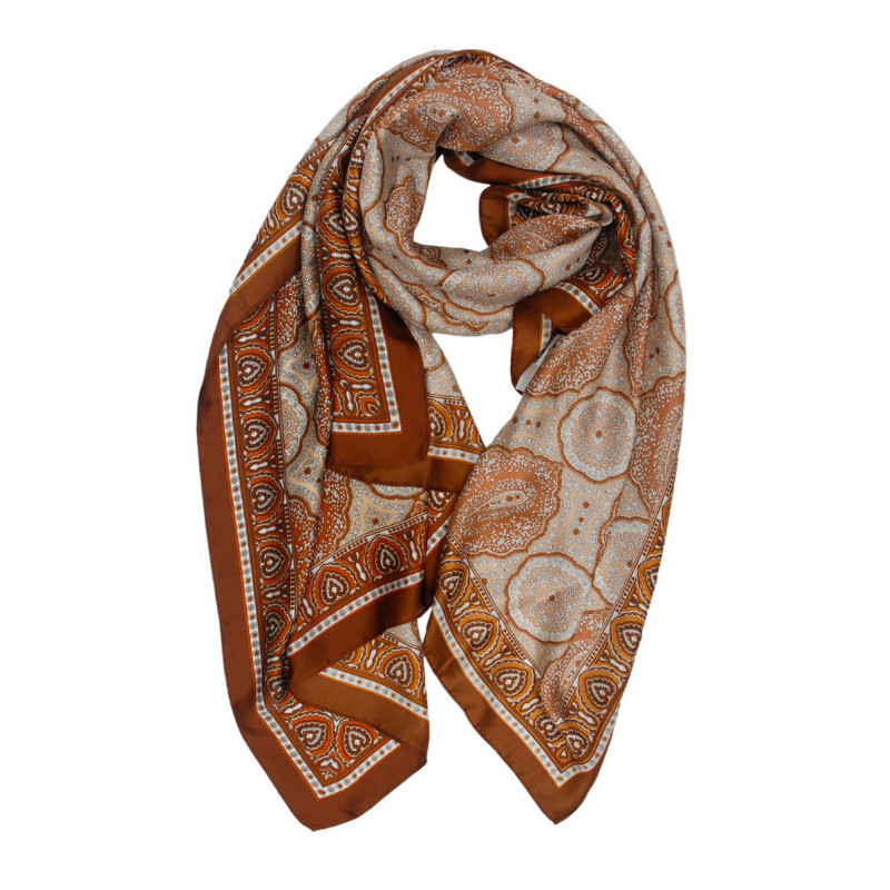 POLYSILK SJAAL MET BLOEMEN EN ABSTRACT PATROON