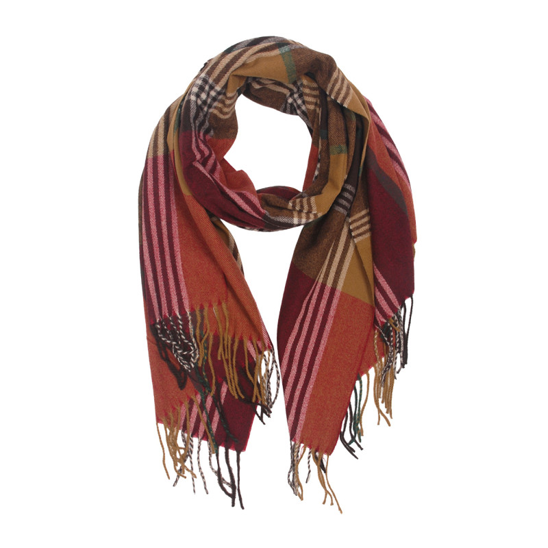 WINTER SCARF WITH LINES AND FRINGES