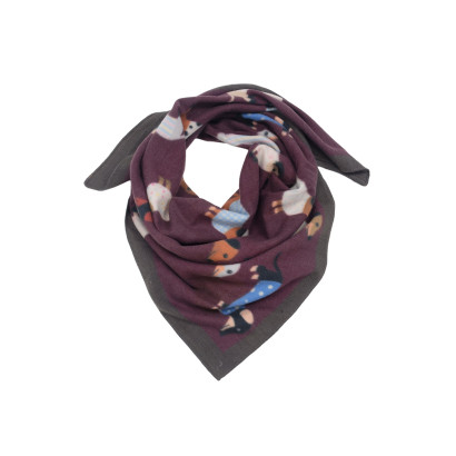 SQUARE POLYWOOL SCARF WITH DOGS PRINT