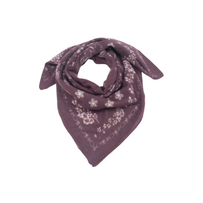 SQUARE POLYWOOL SCARF WITH FLOWERS PAISLEY PATTERN
