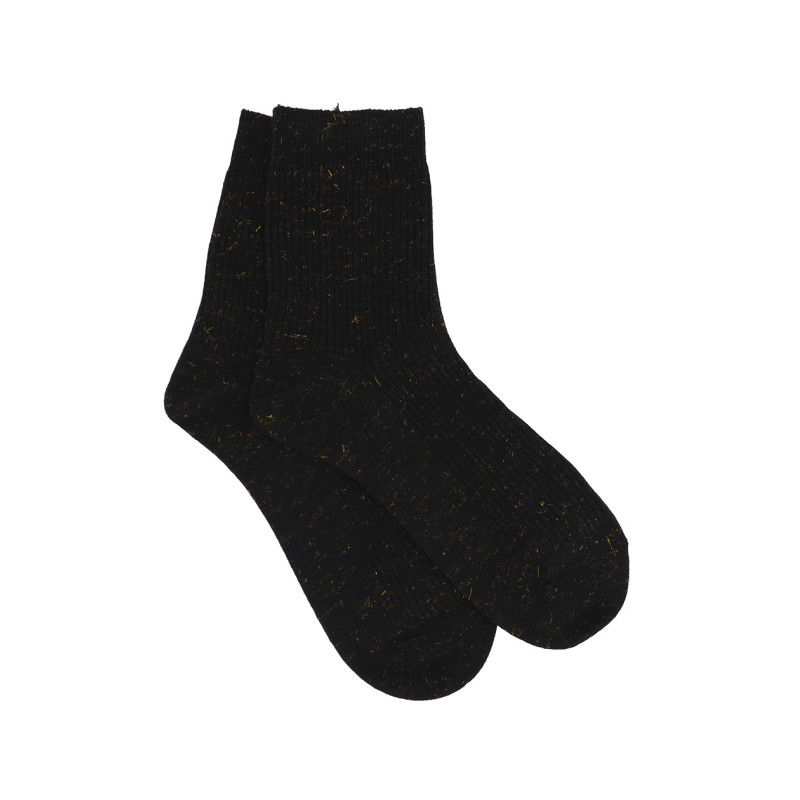 CHAUSSETTES CÔTELÉS DE COULEUR UNIE AVEC LUREX