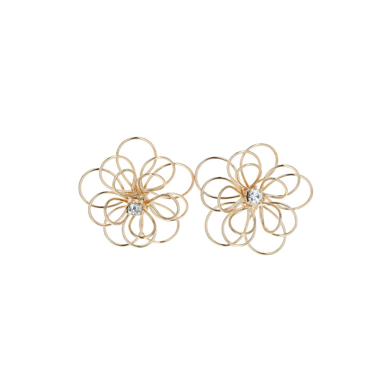 BOUCLES D'OREILLES, FORME DE FLEUR AVEC STRASS