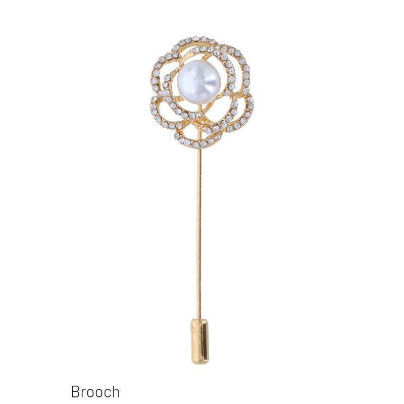 BROCHE FORME DE FLEUR AVEC STRASS ET PERLES