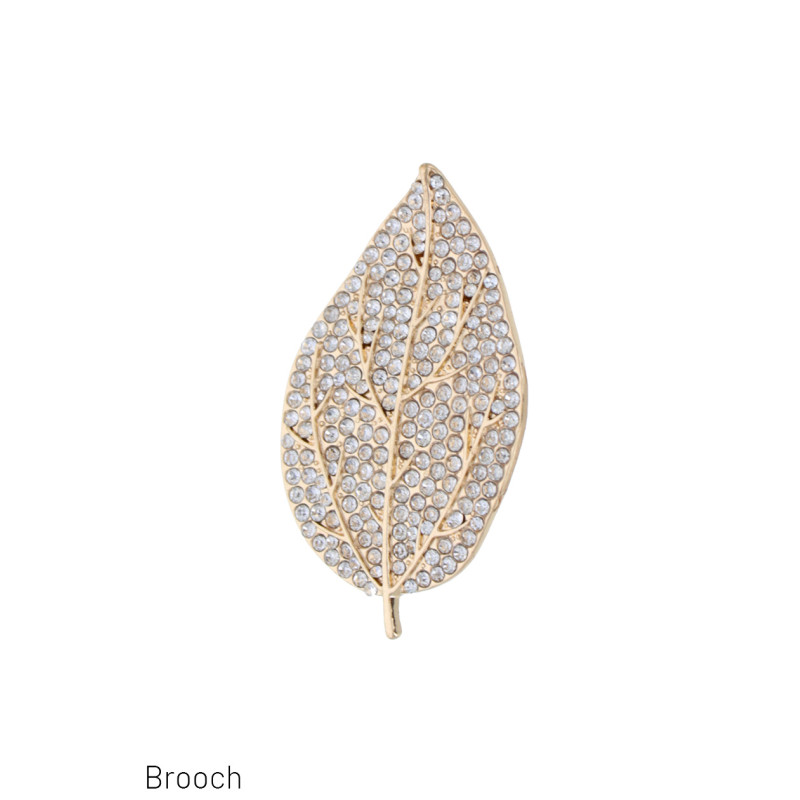 BROCHE AVEC FEUILLE ET STRASS