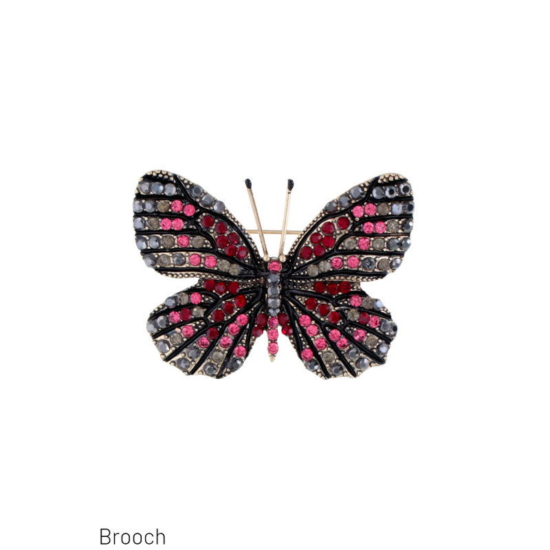 BROCHE AVEC PAPILLION ET PIERRE A FACETTES