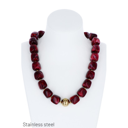 NECKLACE WITH RESIN BEADS AND STEEL BALL