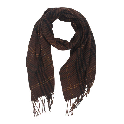 WINTER SCARF WITH LINES AND FRINGES