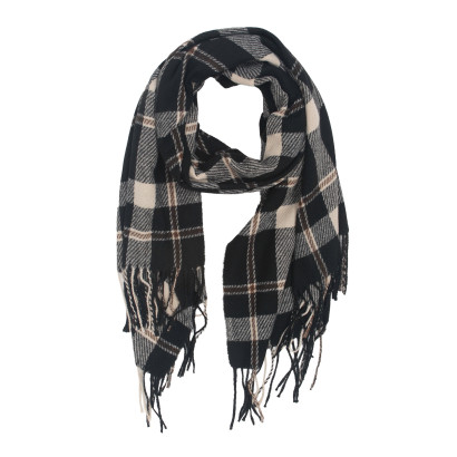 WINTER SCARF WITH LINES AND FRINGES