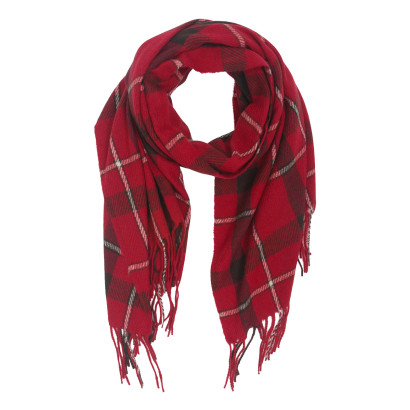 WINTER SCARF WITH LINES AND FRINGES