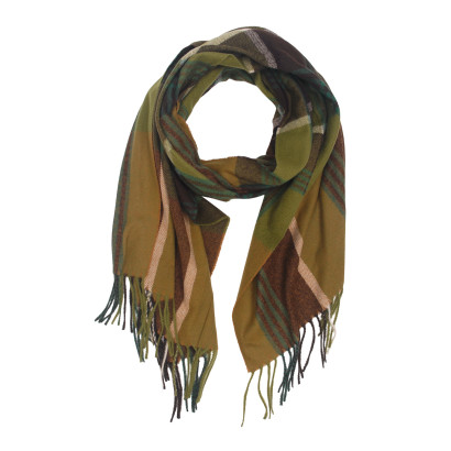 WINTER SCARF WITH LINES AND FRINGES