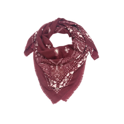 SQUARE POLYWOOL SCARF WITH FLOWERS PAISLEY PATTERN