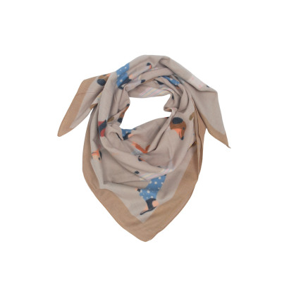 SQUARE POLYWOOL SCARF WITH DOGS PRINT