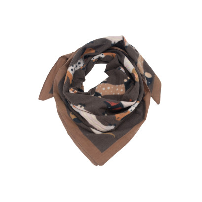 SQUARE POLYWOOL SCARF WITH DOGS PRINT