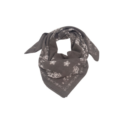SQUARE POLYWOOL SCARF WITH FLOWERS PAISLEY PATTERN