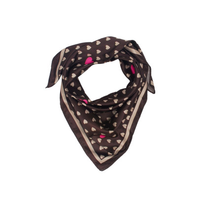 SQUARE POLYSILK SCARF WITH HEARTS PATTERN