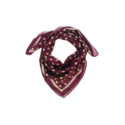 SQUARE POLYSILK SCARF WITH HEARTS PATTERN