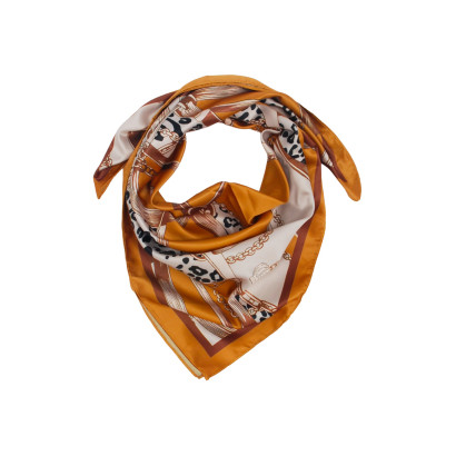 SQUARE POLYSILK SCARF WITH CHAINS, ANIMAL PATTERN