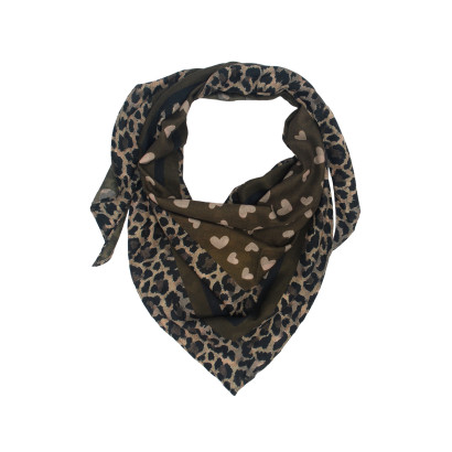 FOULARD TRIANGULAIRE AVEC IMPRIME ANIMAL ET COEURS