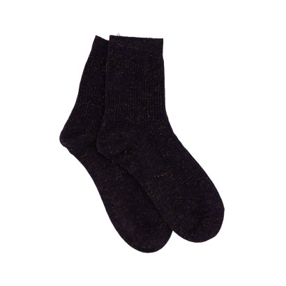 CHAUSSETTES CÔTELÉS DE COULEUR UNIE AVEC LUREX