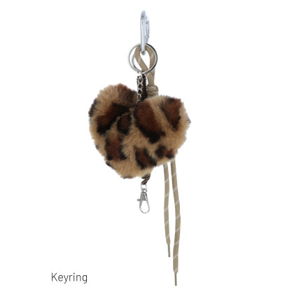 KEYRING HEART SHAPE IN LEOPARD FUR IMITATION