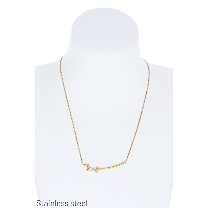 COLLIER EN ACIER AVEC PEND. CHIEN ET STRASS