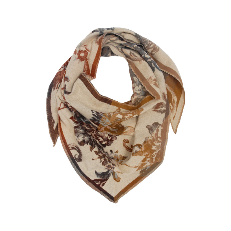 FOULARD TRIANGLE TISSE, IMPRIMÉ PAISLEY ET FLEURS