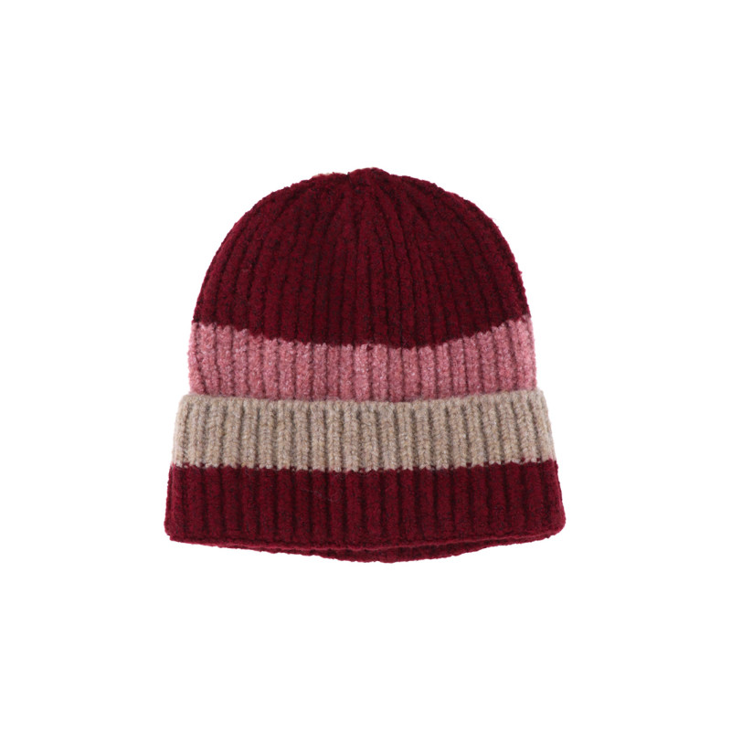 BONNET TRICOTÉ AVEC REVERS ET RAYURES