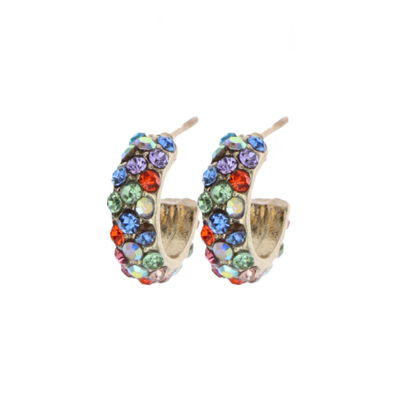 EARRINGS HALF MOON SHAPE WITH RHINESTONES