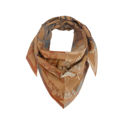 FOULARD TRIANGLE TISSE, IMPRIMÉ PAISLEY ET FLEURS